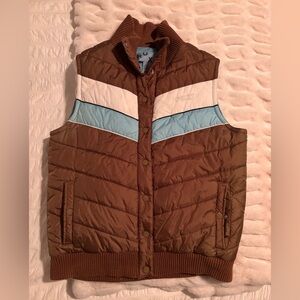 Y2K Vintage Roxy Blue and Brown Quilted Vest
